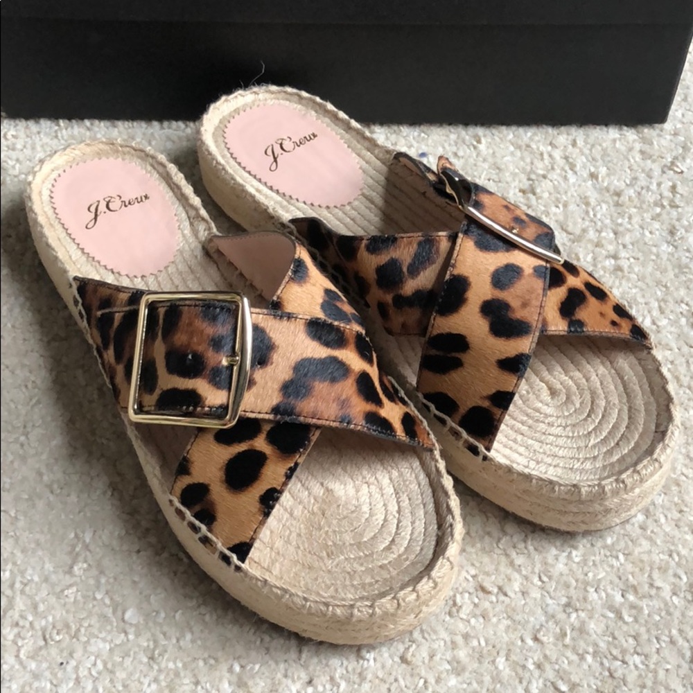 J Crew espadrille slides.